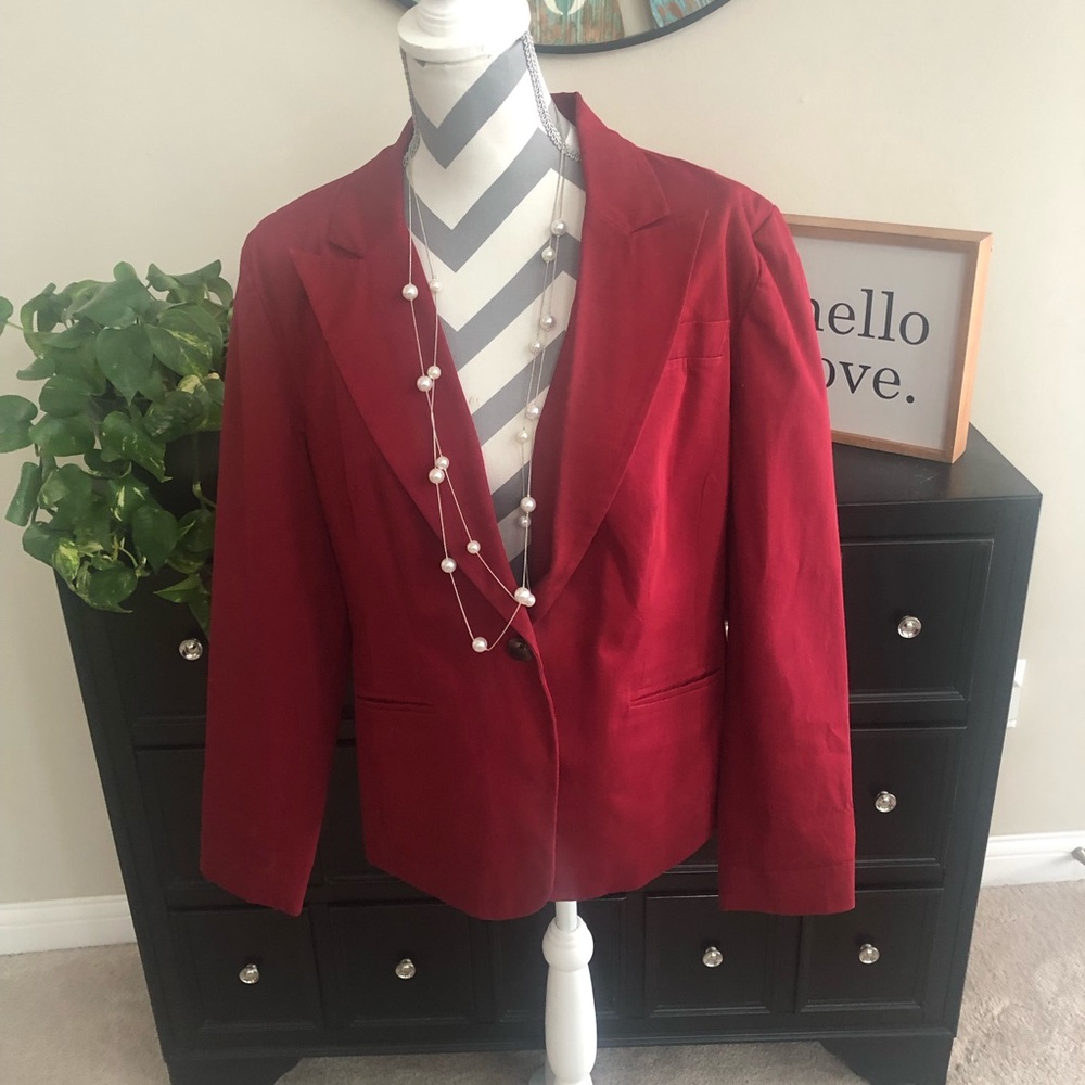Red Long Sleeve Blazer